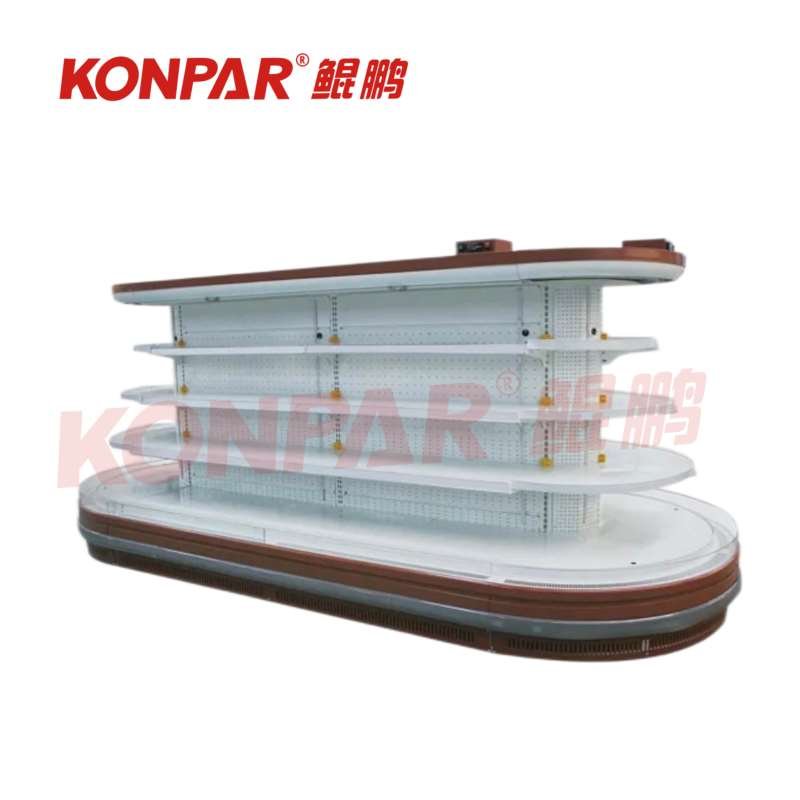 Half-height island air curtain cabinet